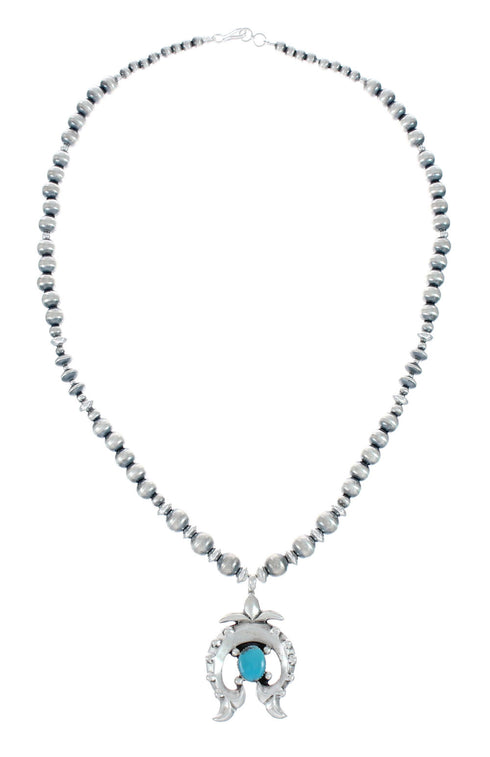 Sterling Silver Turquoise Navajo Naja Necklace AX129539